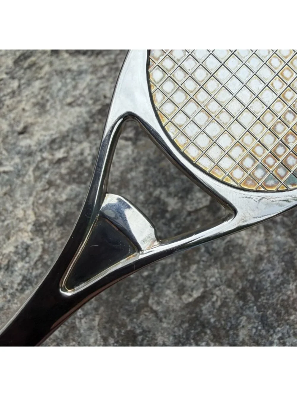80s Perrier Silver Plated Tennis Racket Bottle Opener Barware Beer Retro VTG